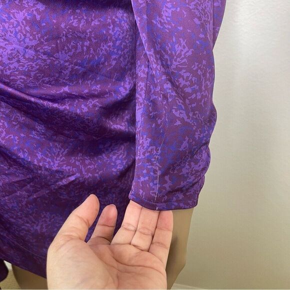 Keepsake Sz 4 Dress Purple High Neck Mini Long Sleeve Drape Party Classy Modest - Picture 5 of 15